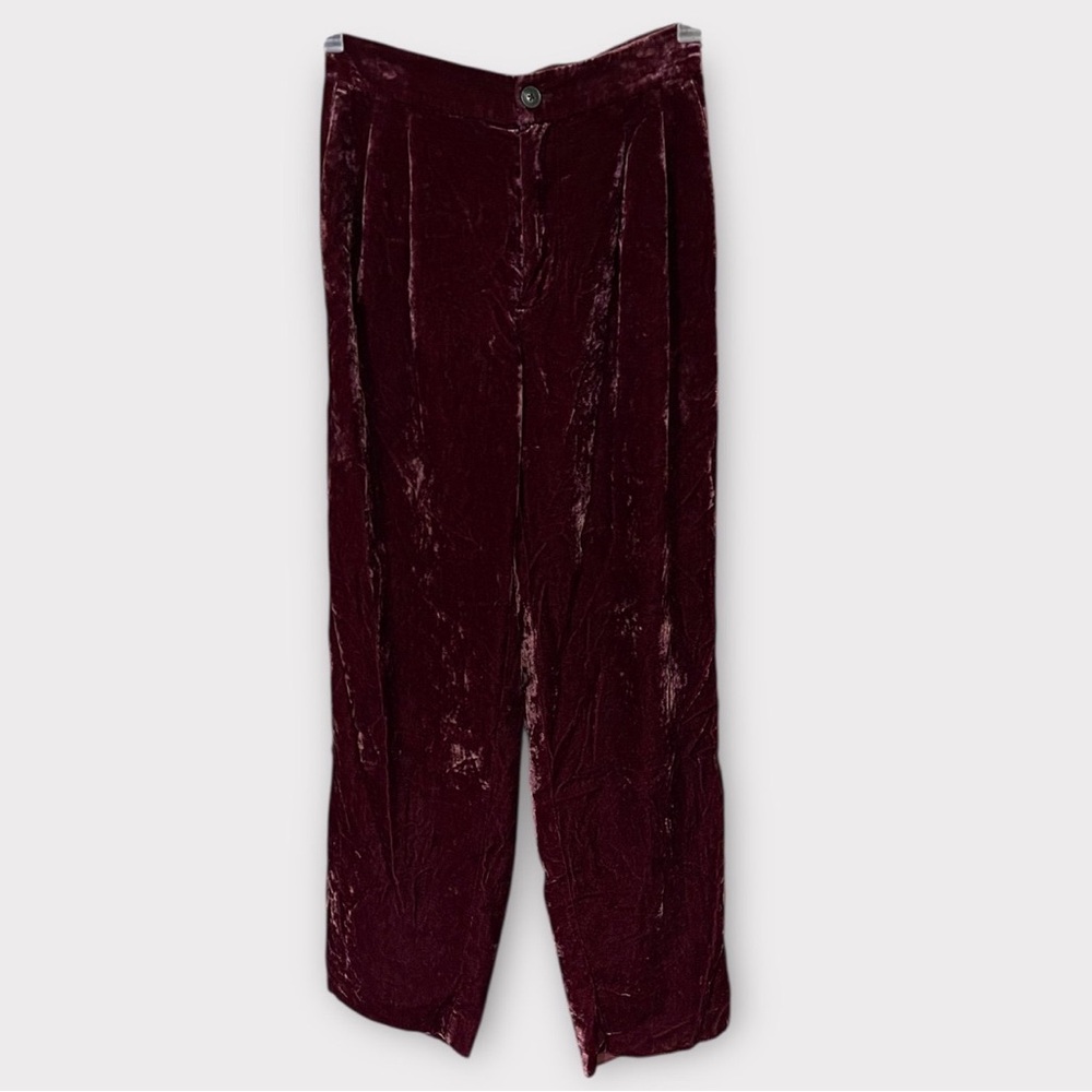 Madewell Women’s XS Burgundy Wine Velvet Tapered Pleat Pull On Pants